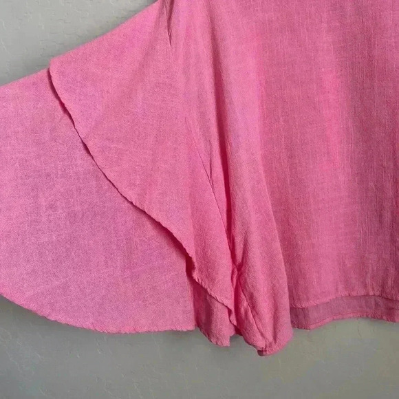 Anthropologie Lilka Flutter Sleeve Crop Pink Top Size Small‎ - Picture 8 of 9